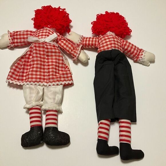 Vintage Handmade Raggedy Ann and Andy, 20” 
Cottagecore, Christmas, Country - Picture 7 of 10